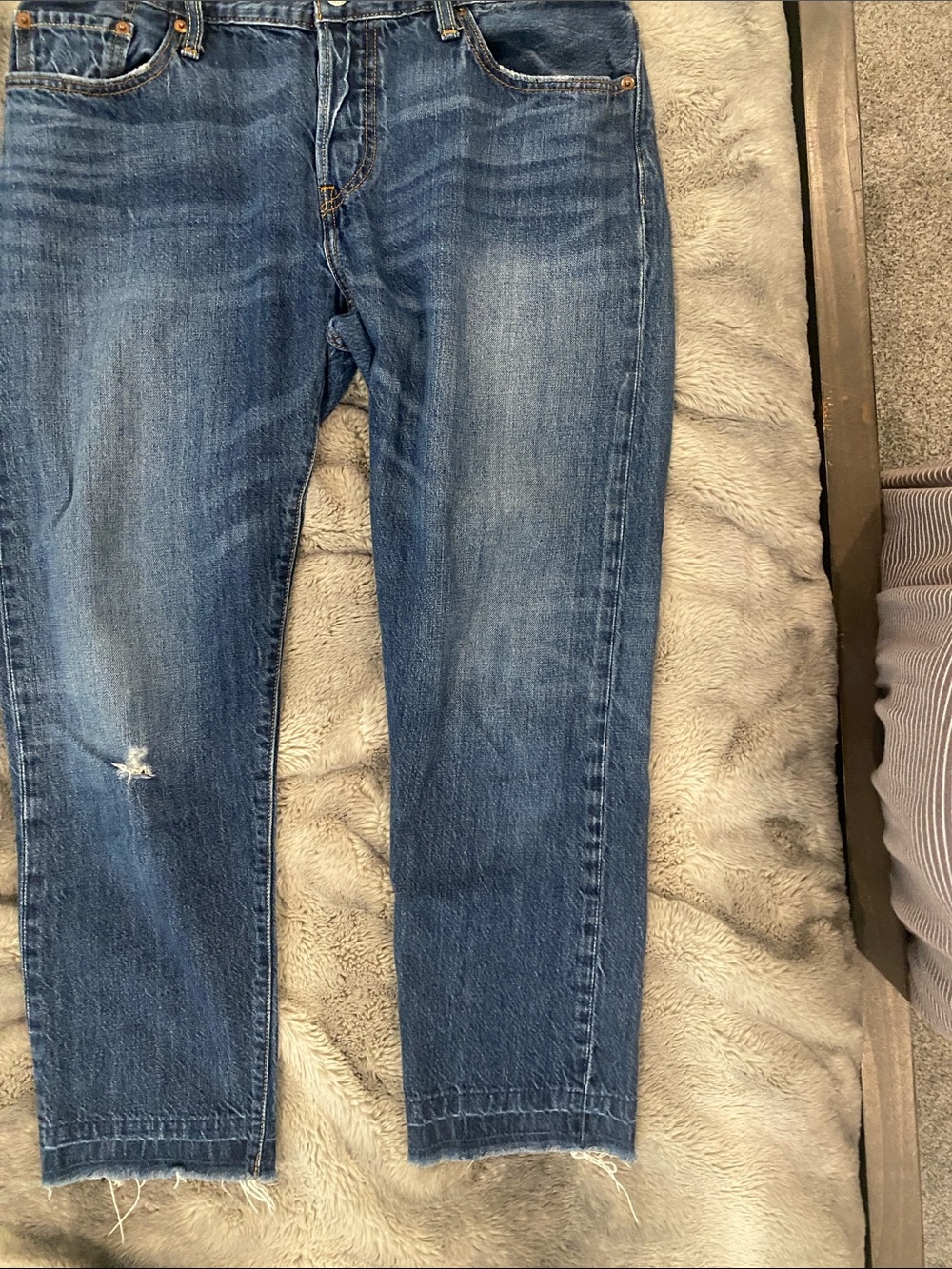 Levi's Blue Distressed Straight-Leg Jeans